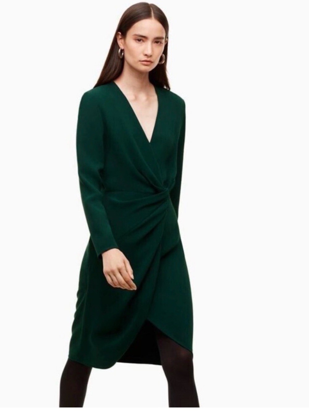 Babaton Tadao Emerald Green Twist-Waist Midi Dress
